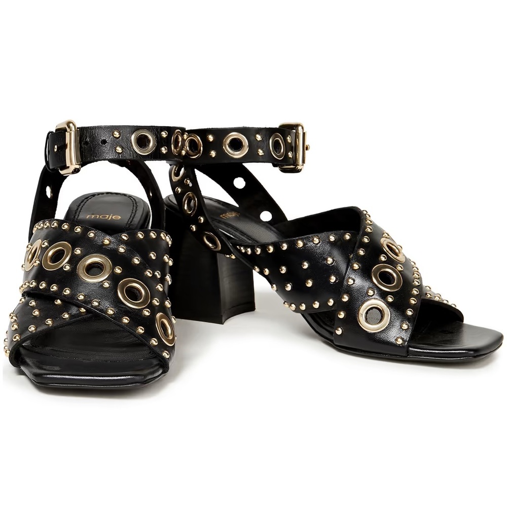 Maje Eyelet Leather Strappy Heels (with box) 38